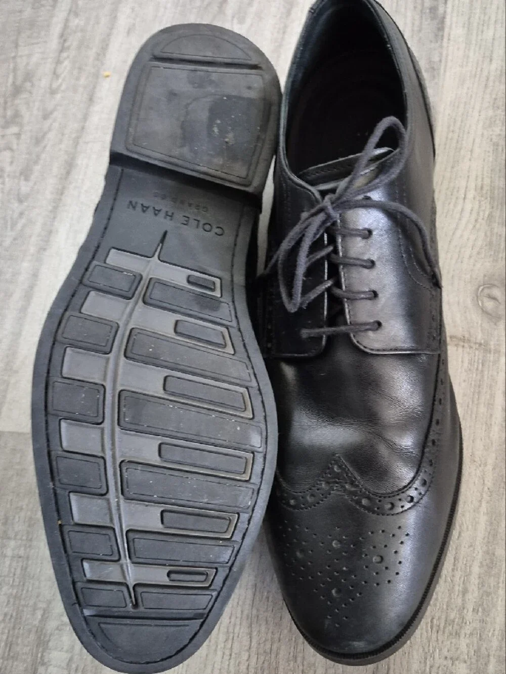 Cole Haan Black Leather Wingtip Oxford Shoes